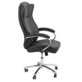 Scaun birou executiv piele cadru cromat mecanism balans OFF314 Old School NEGRU