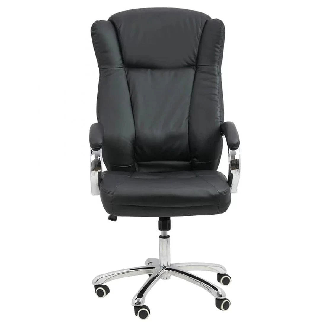 Scaun birou executiv piele cadru cromat mecanism balans OFF314 Old School NEGRU