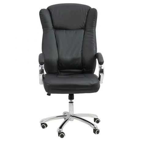 Scaun birou executiv piele cadru cromat mecanism balans OFF314 Old School NEGRU