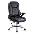 Scaun birou piele brate rabatabile reglaje lux OFF651 Onyx NEGRU