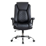 Scaun birou piele brate rabatabile reglaje lux OFF651 Onyx NEGRU