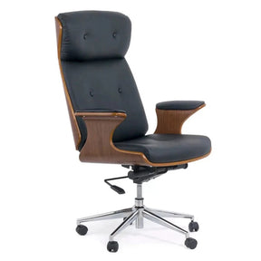 Scaun birou piele lemn cadru otel reglabil OFF1608 Magister NEGRU