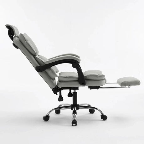 Scaun birou relaxare piele rabatabil cadru otel OFF4151 Oak