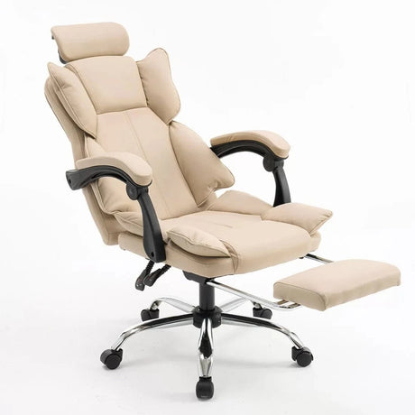 Scaun birou relaxare piele rabatabil cadru otel OFF4151 Oak