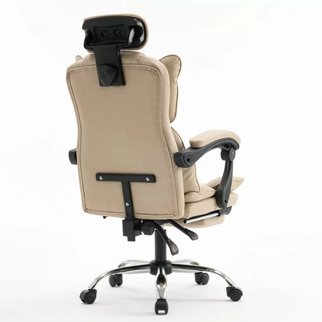 Scaun birou relaxare piele rabatabil cadru otel OFF4151 Oak
