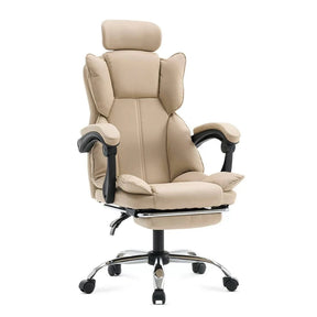 Scaun birou relaxare piele rabatabil cadru otel OFF4151 Oak BEJ