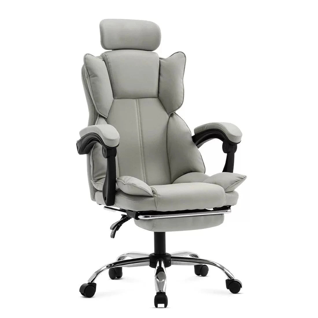 Scaun birou relaxare piele rabatabil cadru otel OFF4151 Oak GRI DESCHIS