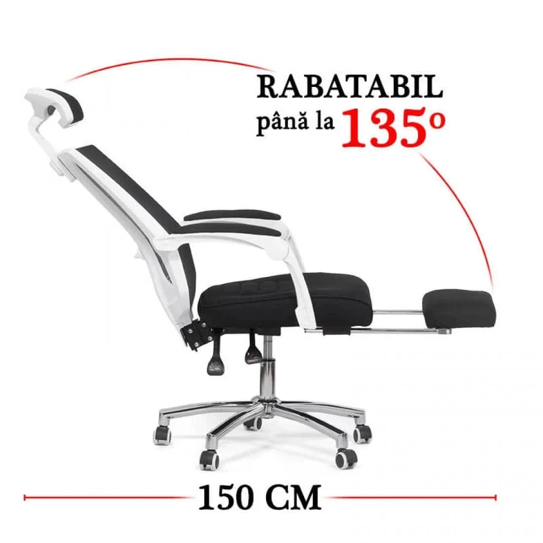 Scaun birou stofa extensibil reclinabil 135 grade OFF420 ProDynamix NEGRU