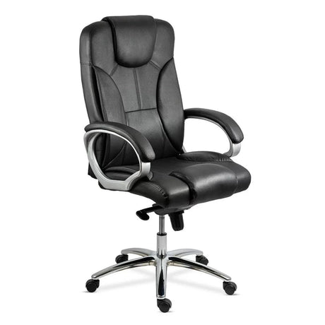 Scaun executiv piele naturala mecanism balans multiblock OFF5860 Genuine NEGRU