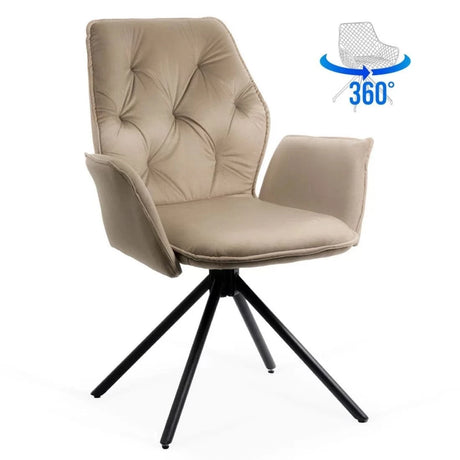 Scaun catifea rotativ cadru metalic negru BUC0224 Chester BEJ