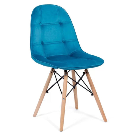 Scaun living catifea buretat cadru lemn fag BUC232V Mellow ALBASTRU