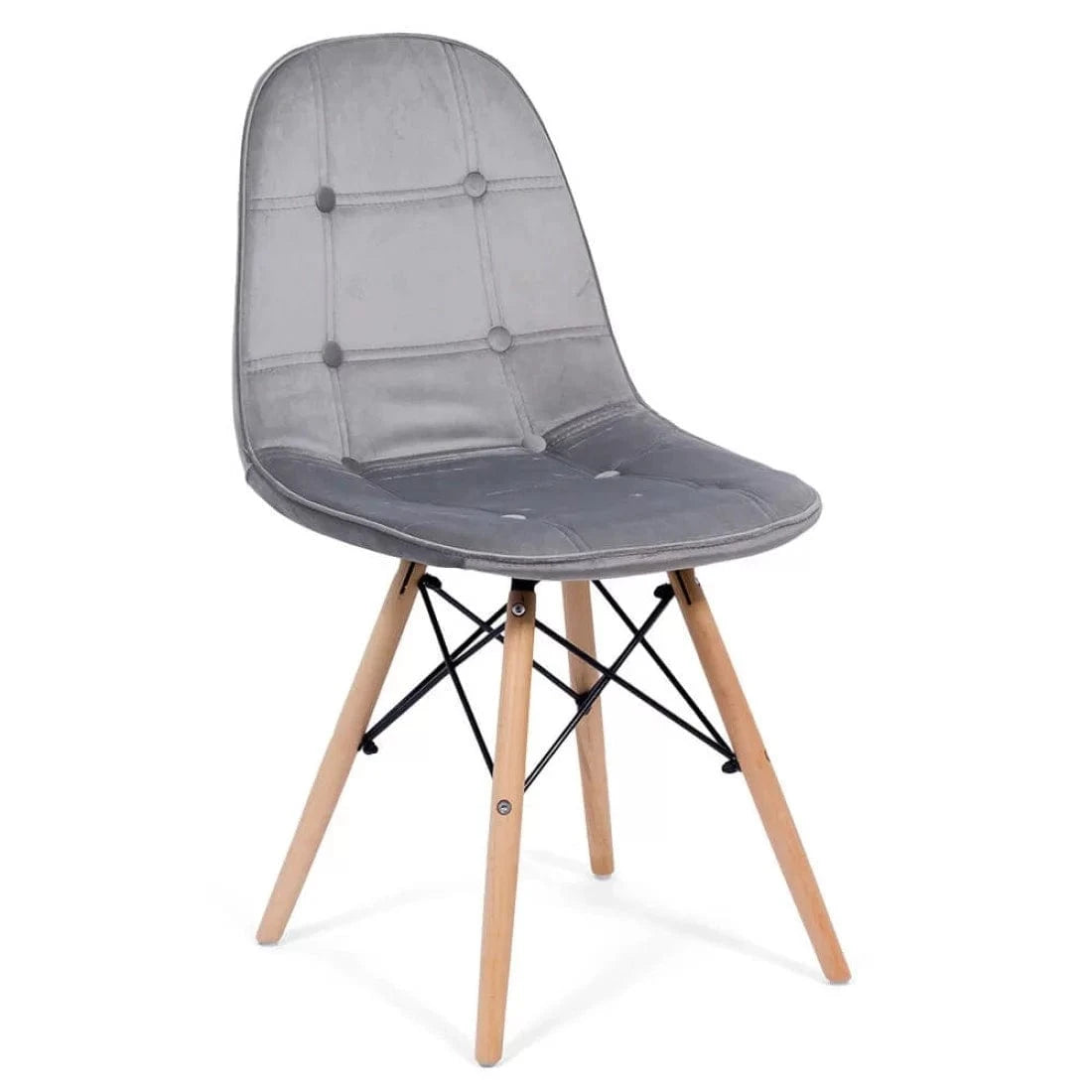 Scaun living catifea buretat cadru lemn fag BUC232V Mellow GRI DESCHIS