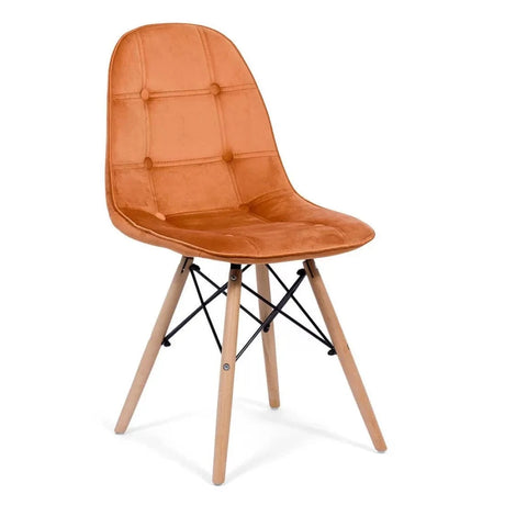 Scaun living catifea buretat cadru lemn fag BUC232V Mellow PORTOCALIU