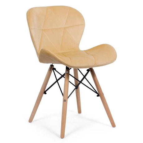 Scaun living catifea buretat cadru lemn fag BUC241V Flare BEJ