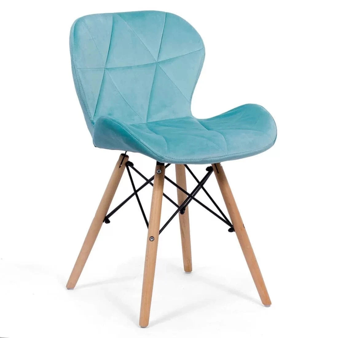 Scaun living catifea buretat cadru lemn fag BUC241V Flare BLEU
