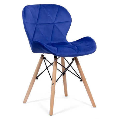 Scaun living catifea buretat cadru lemn fag BUC241V Flare BLEUMARIN