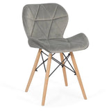 Scaun living catifea buretat cadru lemn fag BUC241V Flare GRI INCHIS