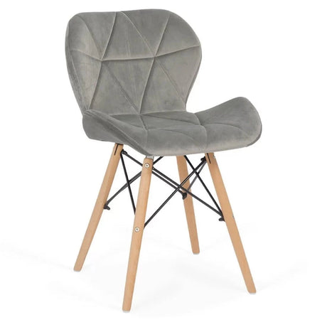 Scaun living catifea buretat cadru lemn fag BUC241V Flare GRI INCHIS