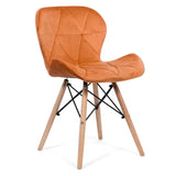 Scaun living catifea buretat cadru lemn fag BUC241V Flare PORTOCALIU