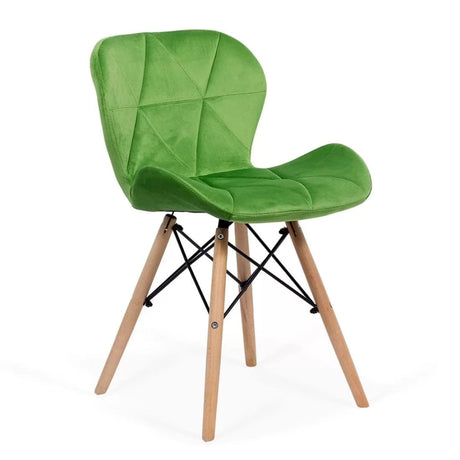 Scaun living catifea buretat cadru lemn fag BUC241V Flare VERDE DESCHIS