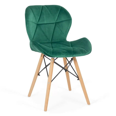 Scaun living catifea buretat cadru lemn fag BUC241V Flare VERDE INCHIS