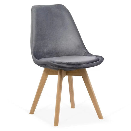 Scaun living catifea buretat cadru lemn fag BUC242V Iceland GRI INCHIS