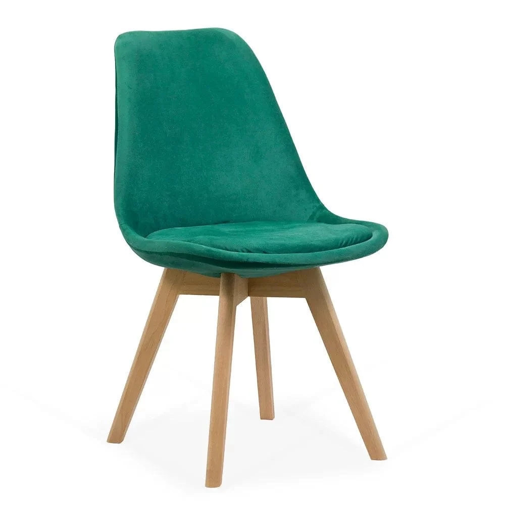 Scaun living catifea buretat cadru lemn fag BUC242V Iceland VERDE INCHIS