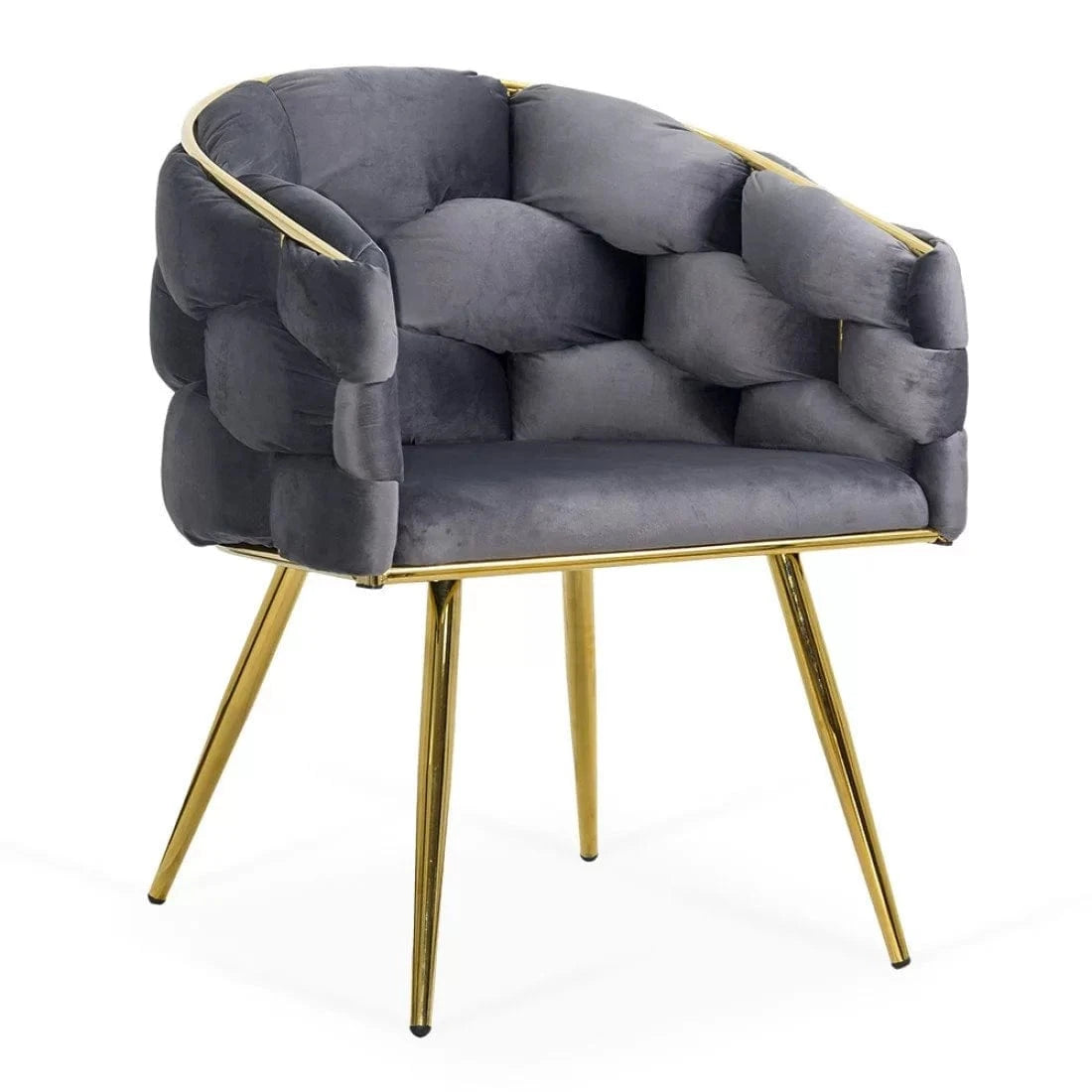 Scaun living catifea buretat cadru metalic auriu BUC251 Eli GRI INCHIS