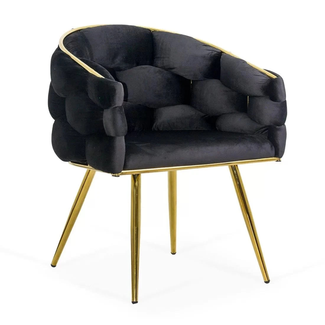Scaun living catifea buretat cadru metalic auriu BUC251 Eli NEGRU