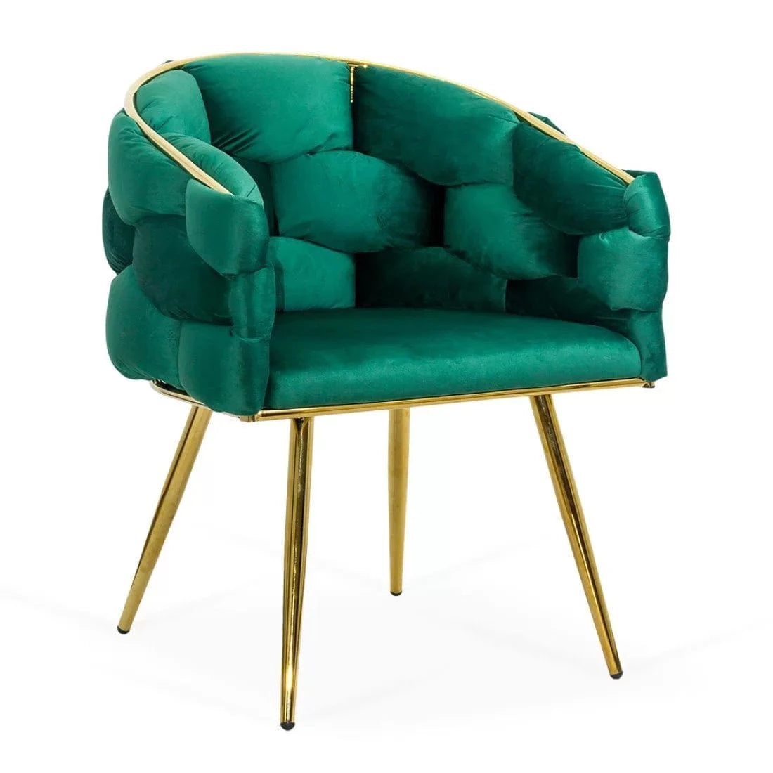 Scaun living catifea buretat cadru metalic auriu BUC251 Eli VERDE INCHIS