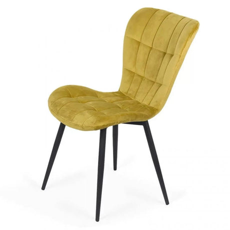 Scaun living catifea buretat cadru metalic negru BUC247 Azul
