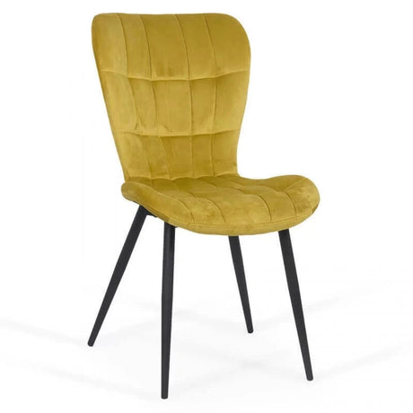 Scaun living catifea buretat cadru metalic negru BUC247 Azul GALBEN