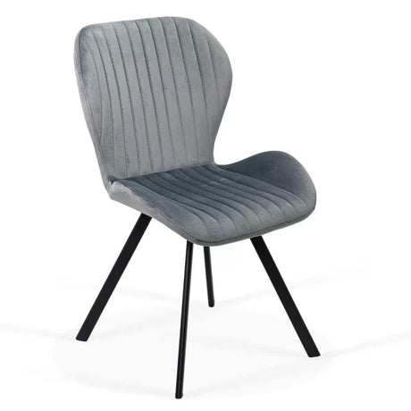 Scaun living catifea buretat cadru metalic negru BUC248 Roi GRI INCHIS