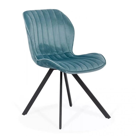 Scaun living catifea buretat cadru metalic negru BUC248 Roi TURCOAZ
