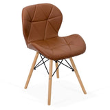 Scaun living piele buretat cadru lemn fag BUC 241 Lotus MARO INCHIS
