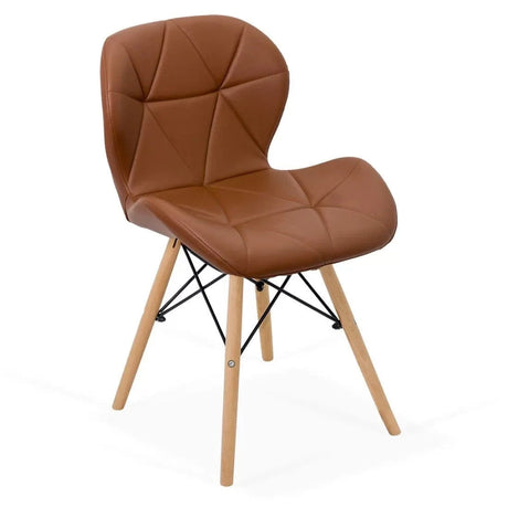 Scaun living piele buretat cadru lemn fag BUC 241 Lotus MARO INCHIS