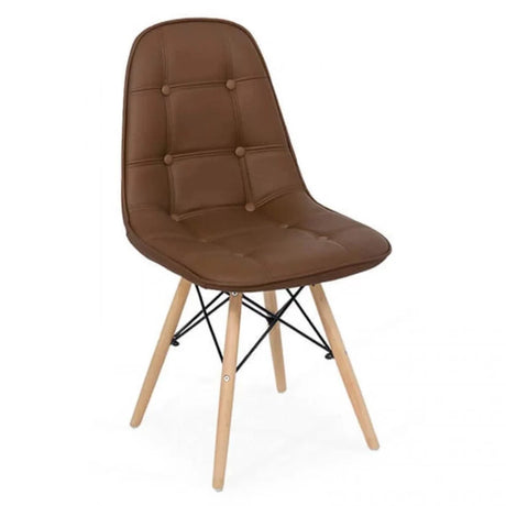Scaun living piele buretat cadru lemn fag BUC232 Mediterana MARO INCHIS