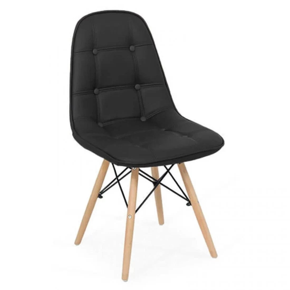 Scaun living piele buretat cadru lemn fag BUC232 Mediterana NEGRU