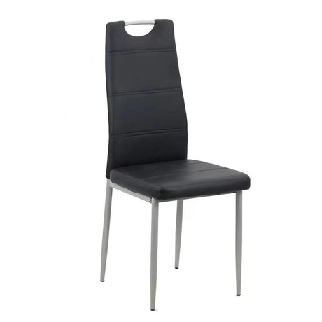 Scaun living piele buretat cadru metalic gri BUC264 Weekend NEGRU