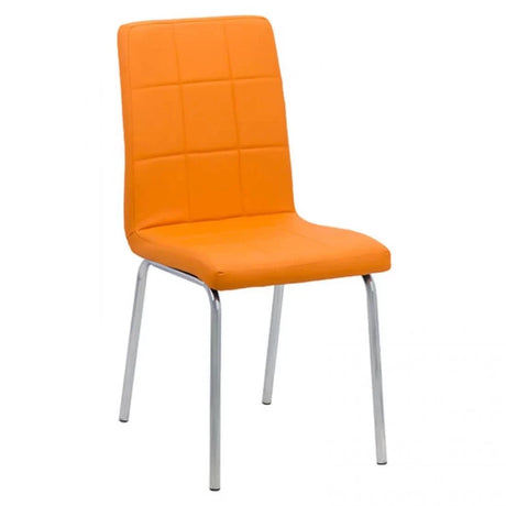 Scaun living piele buretat cadru otel cromat BUC230 Garden PORTOCALIU
