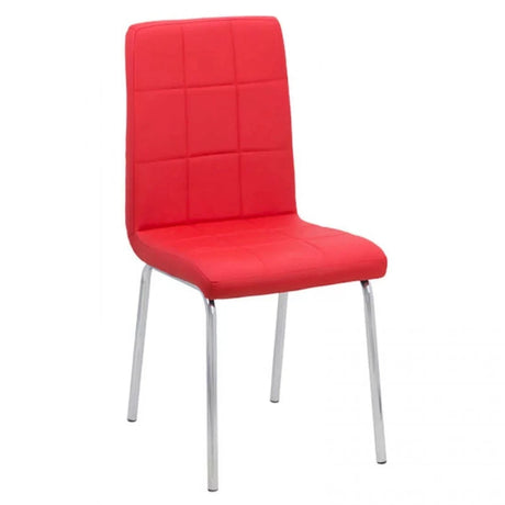 Scaun living piele buretat cadru otel cromat BUC230 Garden ROSU