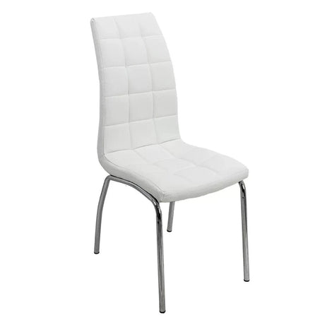 Scaun living piele buretat cadru otel cromat BUC231 Vegas ALB