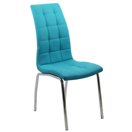 Scaun living piele buretat cadru otel cromat BUC231 Vegas BLEU