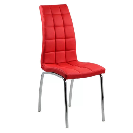 Scaun living piele buretat cadru otel cromat BUC231 Vegas ROSU
