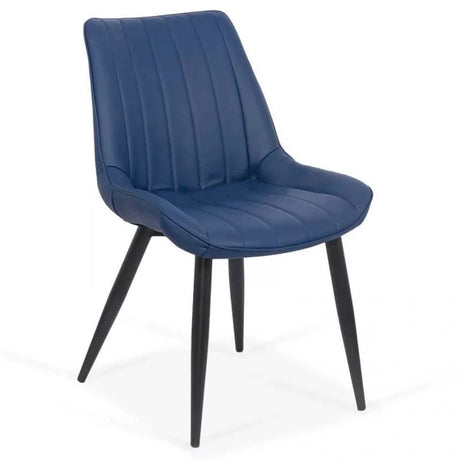 Scaun living piele capitonat cadru metalic negru BUC203 Club ALBASTRU