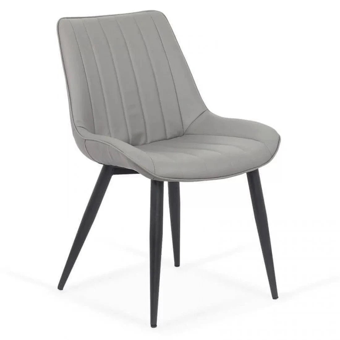 Scaun living piele capitonat cadru metalic negru BUC203 Club GRI DESCHIS
