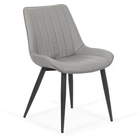 Scaun living piele capitonat cadru metalic negru BUC203 Club GRI DESCHIS