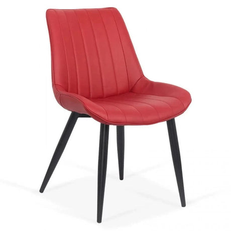 Scaun living piele capitonat cadru metalic negru BUC203 Club ROSU