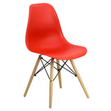 Scaun terasa sezut plastic picioare lemn fag BUC232P Sunny ROSU
