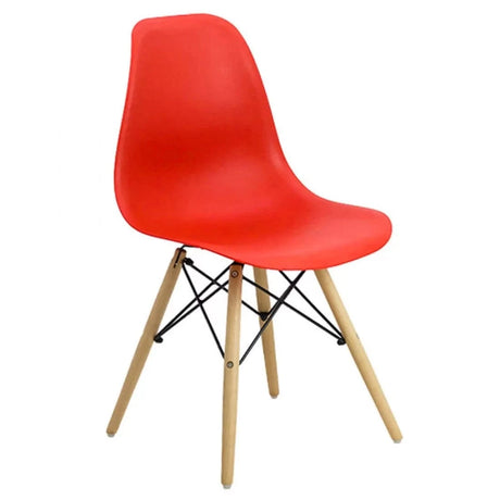 Scaun terasa sezut plastic picioare lemn fag BUC232P Sunny ROSU